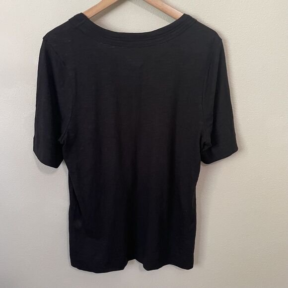 Chico’s Shirt Size 2 US L Cotton Modal Slub Elbow Tee 3/4 Sleeve Black EUC - Picture 4 of 7